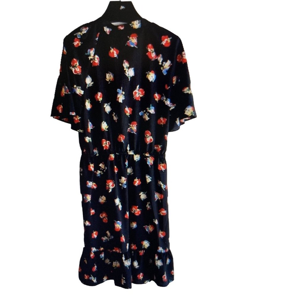NWT LAUREN RALPH LAUREN FLORAL CREPE TIE-NECK DRESS POLO BLACK /RED Varies - Picture 2 of 9